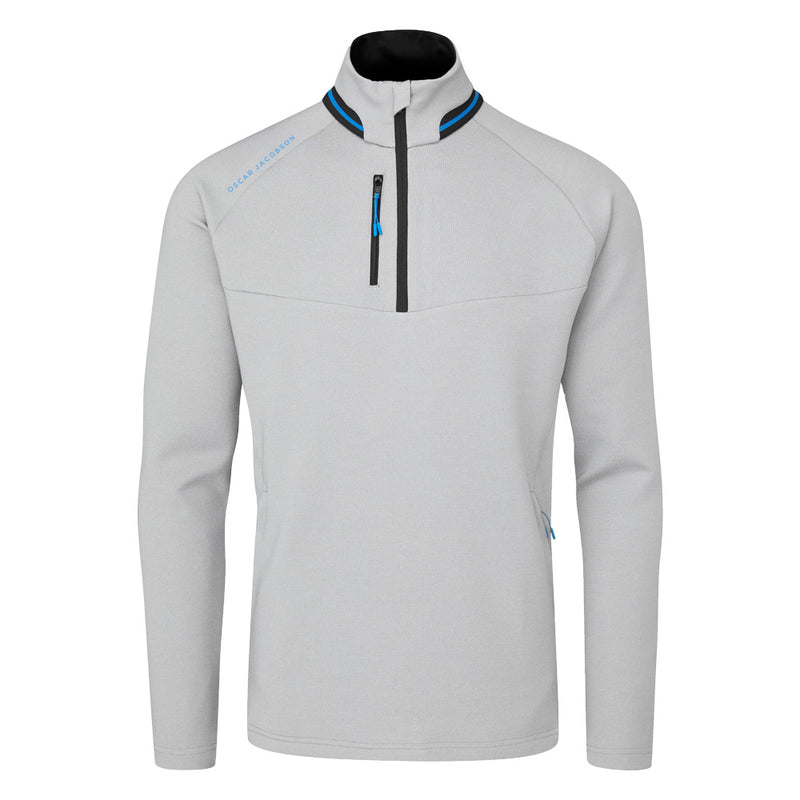 Oscar Jacobson Thomson Zip Neck Sweater - Light Grey