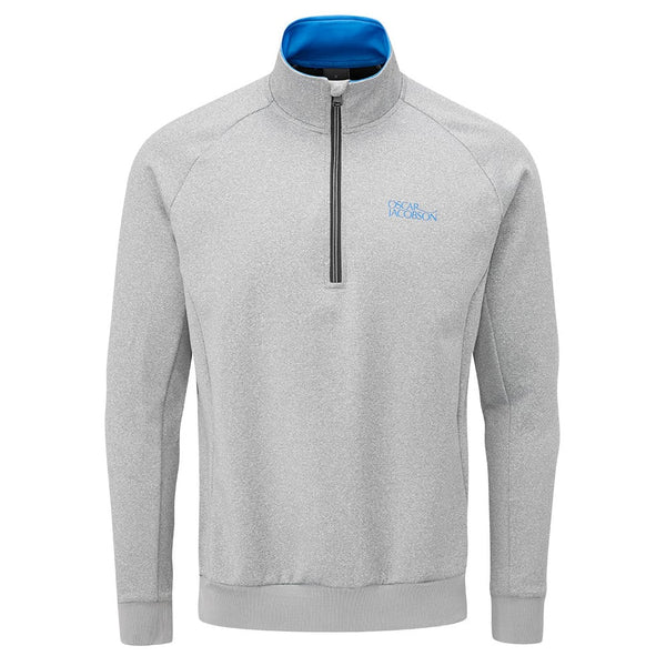 Oscar Jacobson Trent Tour 1/2 Zip Golf Sweater - Light Grey