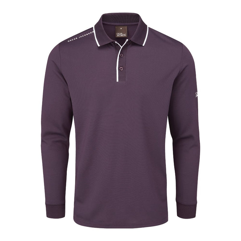 Oscar Jacobson Sheldon Long Sleeve Polo Shirt - Plum