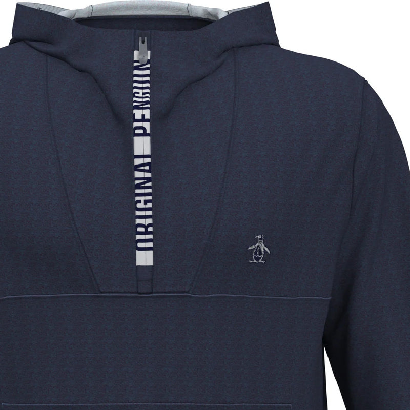 Original Penguin 1/4 Zip Performance Hoodie - Black Iris Bijou Heather