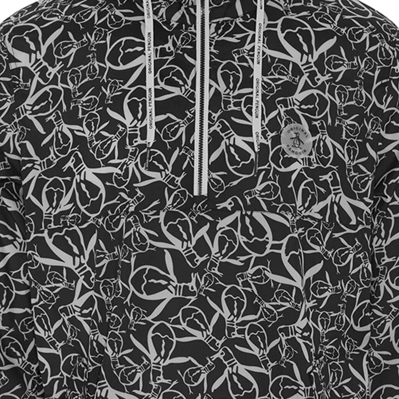 Original Penguin 1/4 Zip Trademark Printed Wind Jacket - Caviar