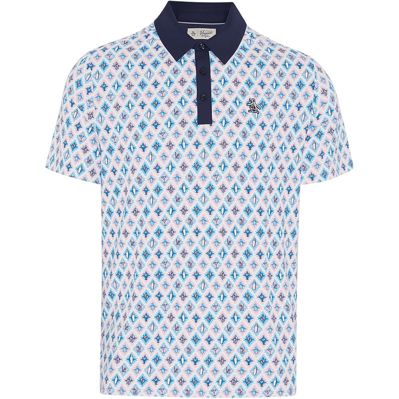 Original Penguin All-Over Atomic Cocktail Print Polo Shirt - Black Iris