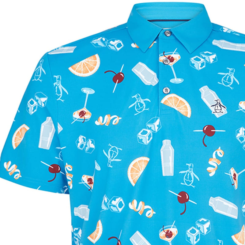 Original Penguin All-Over Oversize Polo Shirt - Mediterranean Blue