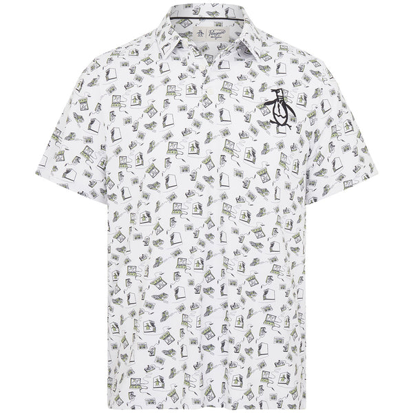Original Penguin All Over Retro Arcade Polo Shirt - Bright White