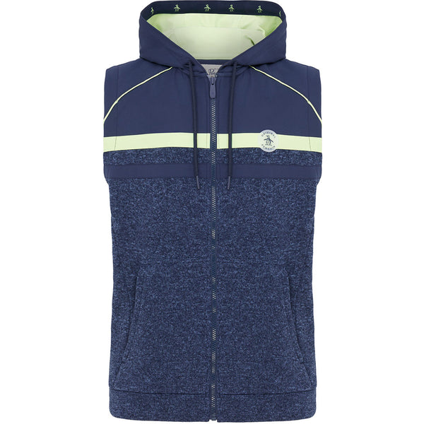 Original Penguin Full Zip Heritage Mixed Media Hoodie Gilet - Black Iris Bijou Heather