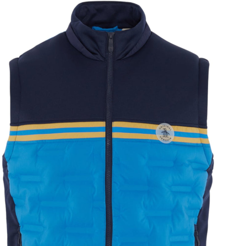 Penguin Insulated Mixed Media 80s Colour Block Full-Zip Golf Vest - Black Iris Penguin Insulated Mixed Media 80s Colour Block Full-Zip Golf Vest - Black Iris