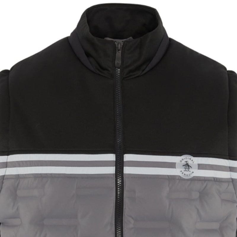Penguin Insulated Mixed Media 80s Colour Block Full-Zip Golf Vest - Caviar Penguin Insulated Mixed Media 80s Colour Block Full-Zip Golf Vest - Caviar