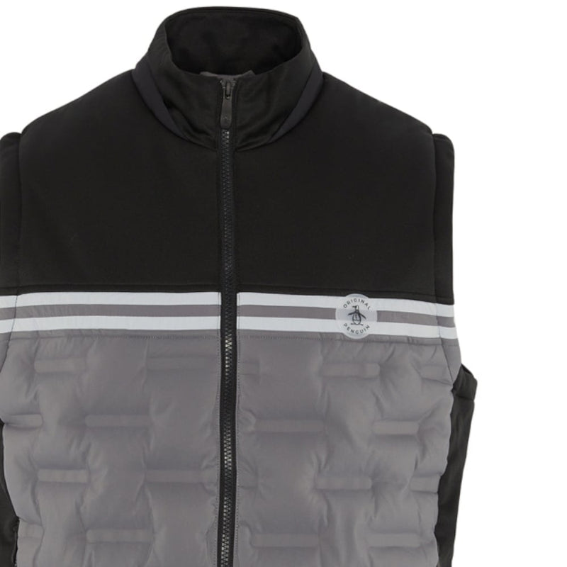 Penguin Insulated Mixed Media 80s Colour Block Full-Zip Golf Vest - Caviar Penguin Insulated Mixed Media 80s Colour Block Full-Zip Golf Vest - Caviar