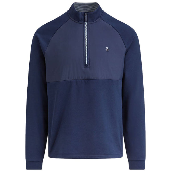 Original Penguin Mixed Media 1/4 Zip Sweater - Black Iris