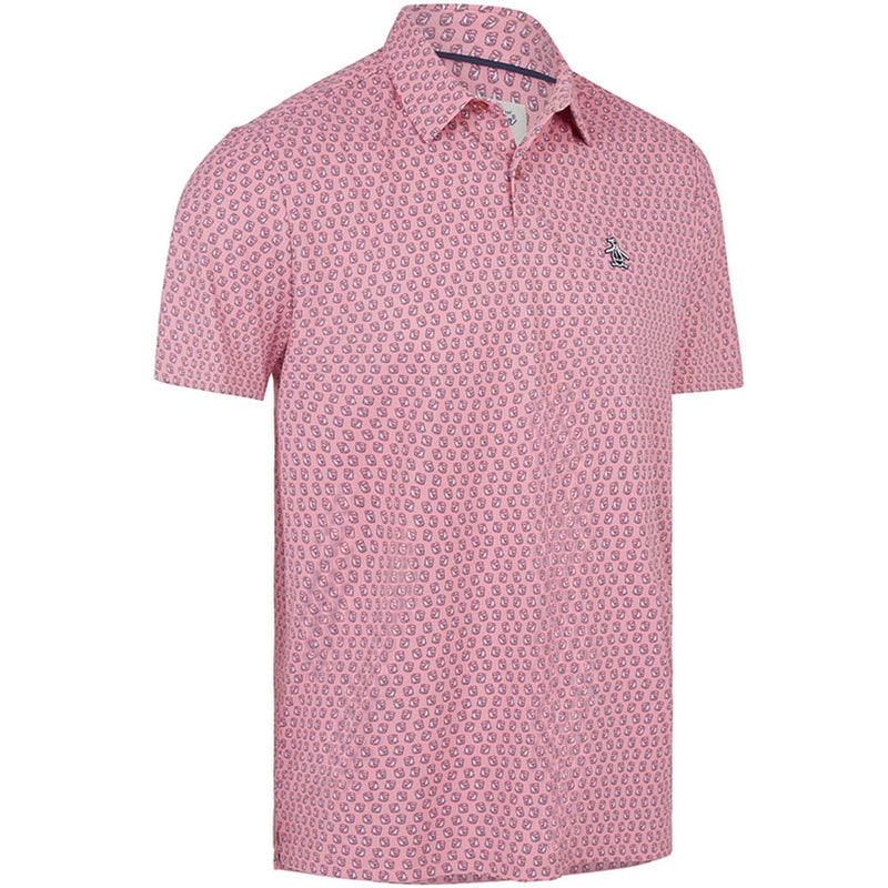 Original Penguin Old Fashioned Geo Print Polo Shirt - Geranium Pink