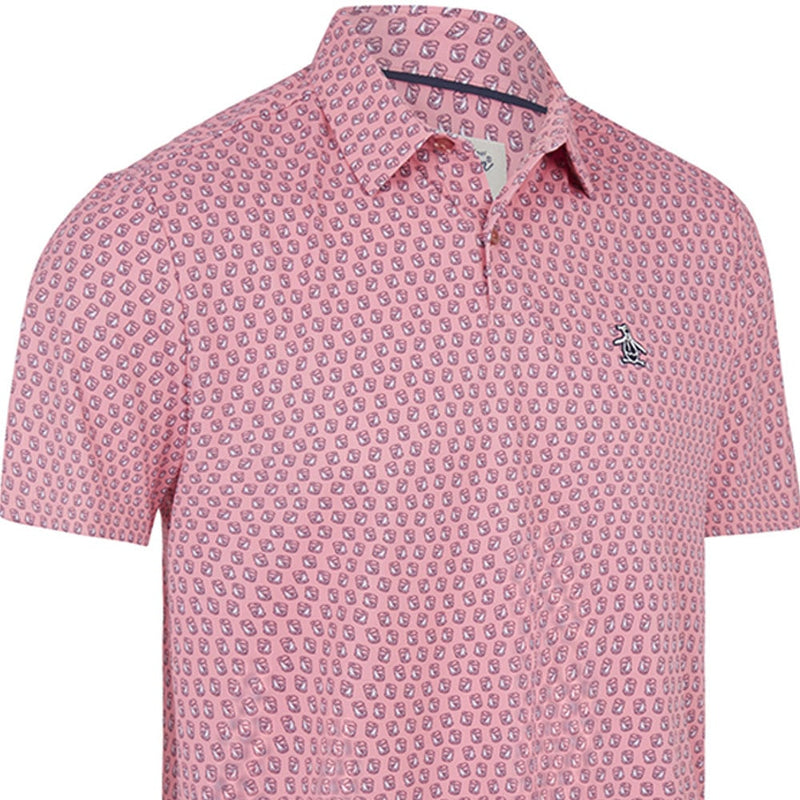 Original Penguin Old Fashioned Geo Print Polo Shirt - Geranium Pink