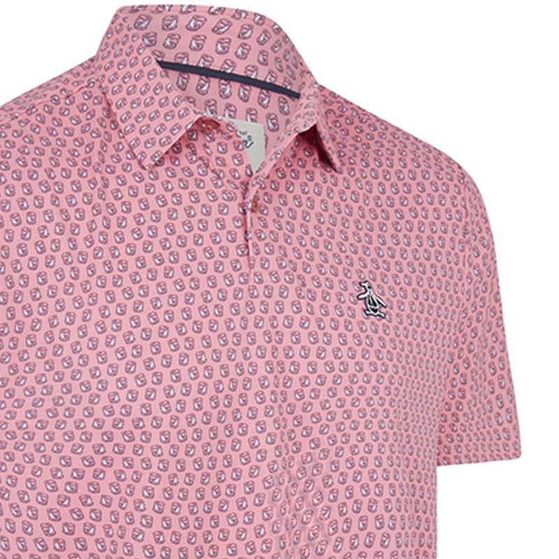 Original Penguin Old Fashioned Geo Print Polo Shirt - Geranium Pink