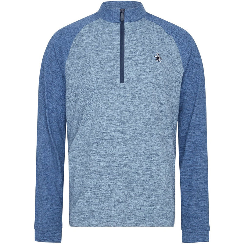 Original Penguin 1/4 Zip Lightweight Raglan Pullover - Black Iris Bijou Heather