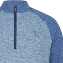 Original Penguin 1/4 Zip Lightweight Raglan Pullover - Black Iris Bijou Heather