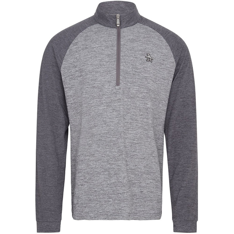 Original Penguin 1/4 Zip Lightweight Raglan Pullover - Dark Caviar Heather