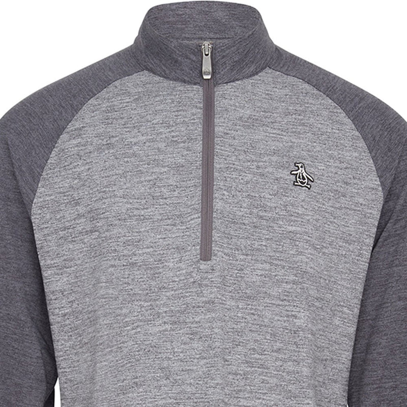 Original Penguin 1/4 Zip Lightweight Raglan Pullover - Dark Caviar Heather