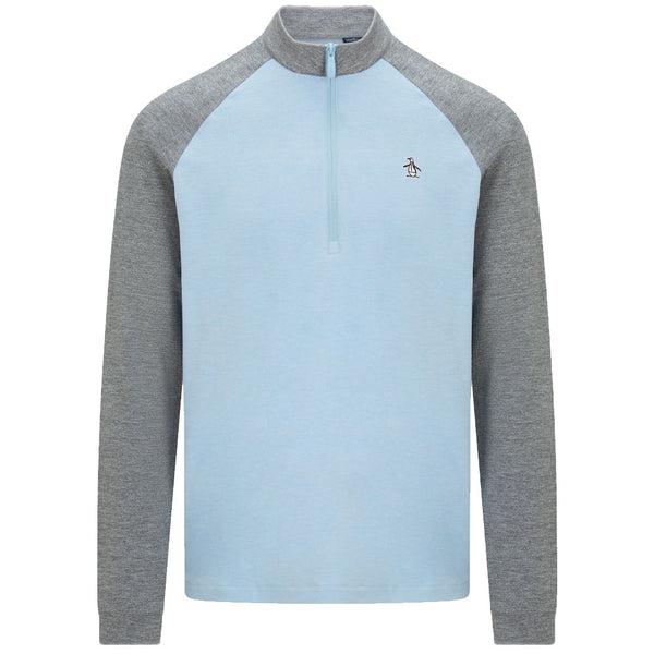 Original Penguin Lightweight Raglan Block Pullover - Quiet Grey/Heather