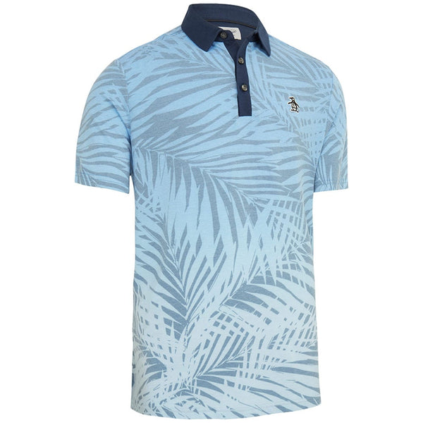 Original Penguin Resort Leaf Printed Polo Shirt - Blue Tattoo