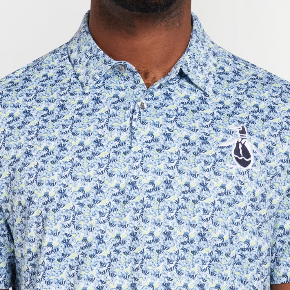 Penguin Umbrella Novelty Print Golf Polo Shirt - Astral Night