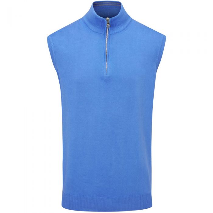 Oscar Jacobson Bob 1/2 Zip Sleeveless Pullover - Mid Blue