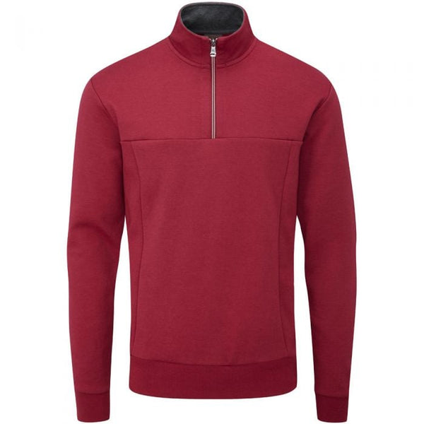 Oscar Jacobson Hawkes 1/4 Zip Pullover - Dark Red