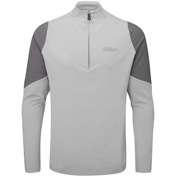 Oscar Jacobson Lodstock Tour Mid Layer 1/2 Zip Pullover - Light Grey Marl