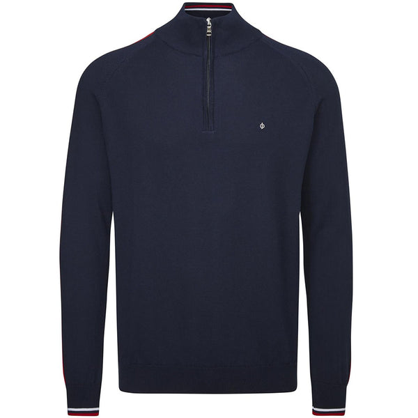 Oscar Jacobson Repton Pin Pullover - Navy/Jewel Red/White