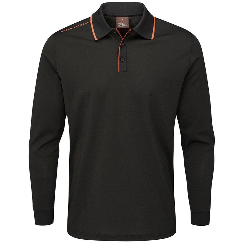 Oscar Jacobson Sheldon Long Sleeve Polo Shirt - Black