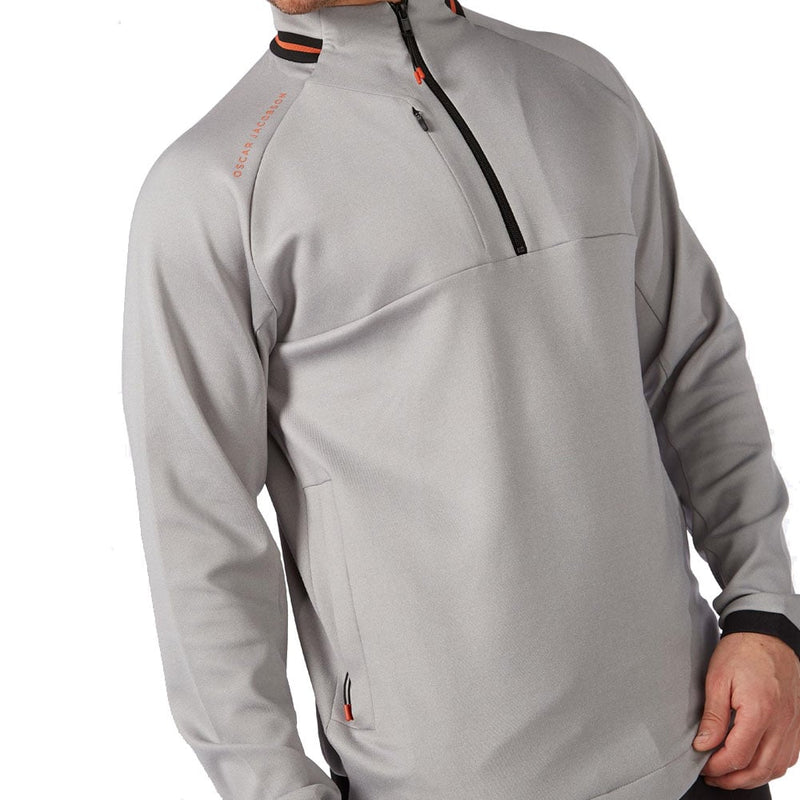 Oscar Jacobson Tarren Mid Layer 1/2 Zip Pullover - Light Grey Marl