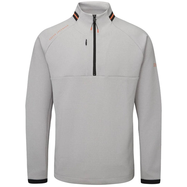 Oscar Jacobson Tarren Mid Layer 1/2 Zip Pullover - Light Grey Marl