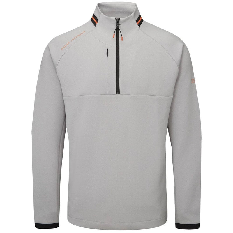 Oscar Jacobson Tarren Mid Layer 1/2 Zip Pullover - Light Grey Marl