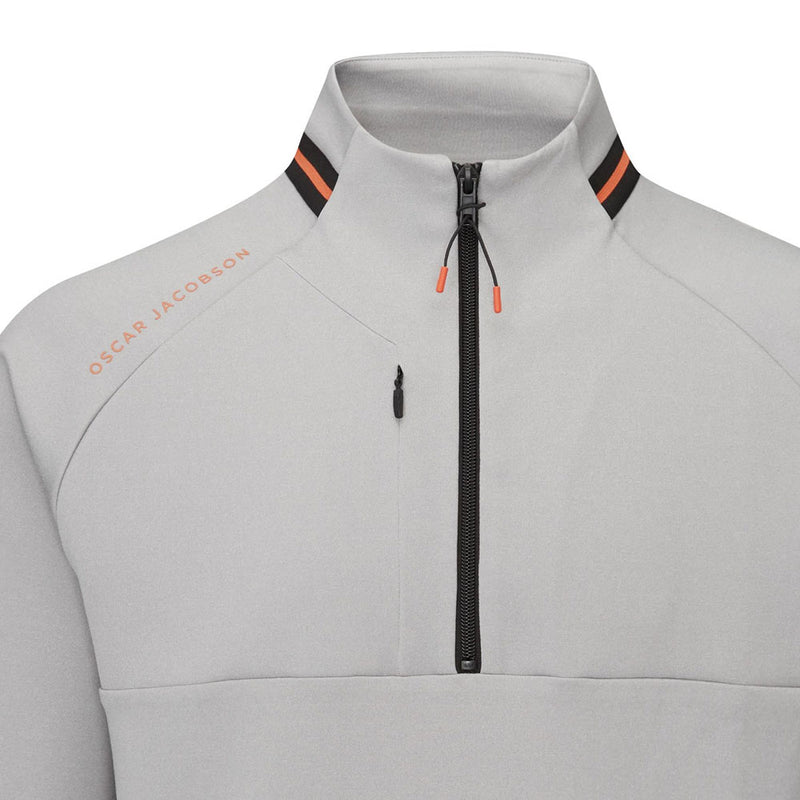 Oscar Jacobson Tarren Mid Layer 1/2 Zip Pullover - Light Grey Marl