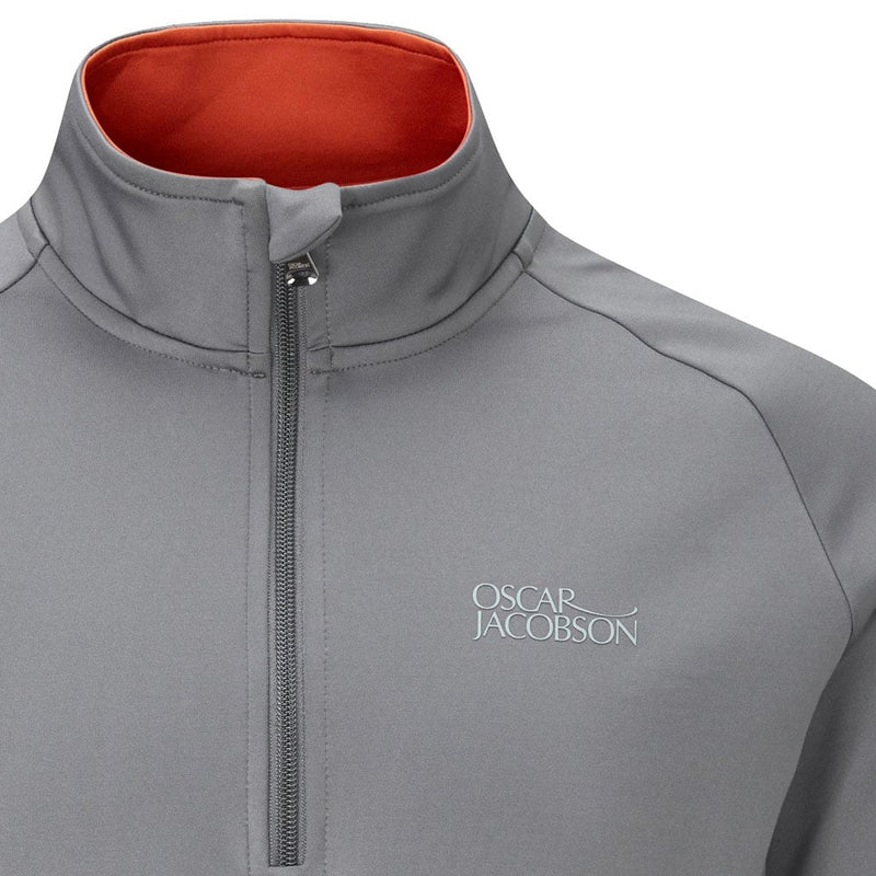 Oscar Jacobson Trent Tour Mid Layer 1/2 Zip Pullover - Pewter/Orange Rust