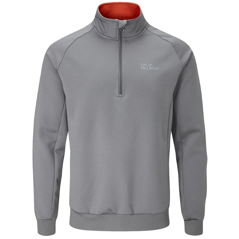 Oscar Jacobson Trent Tour Mid Layer 1/2 Zip Pullover - Pewter/Orange Rust