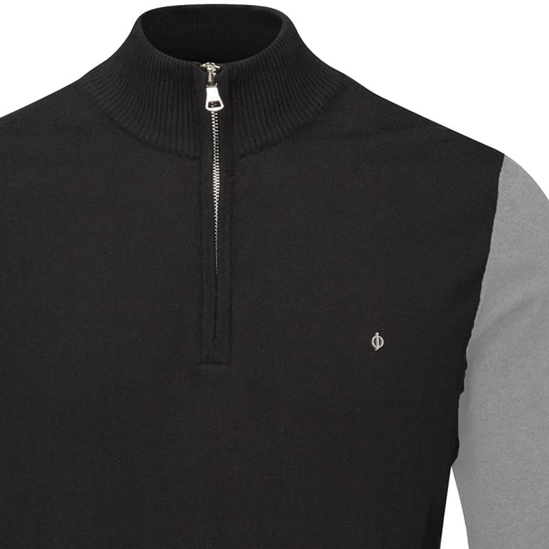 Oscar Jacobson Waldorf Pin 1/2 Zip Pullover - Black/Light Grey