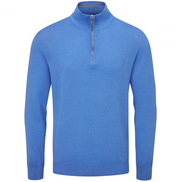 Oscar Jacobson Waldorf 1/2 Zip Pullover - Mid Blue