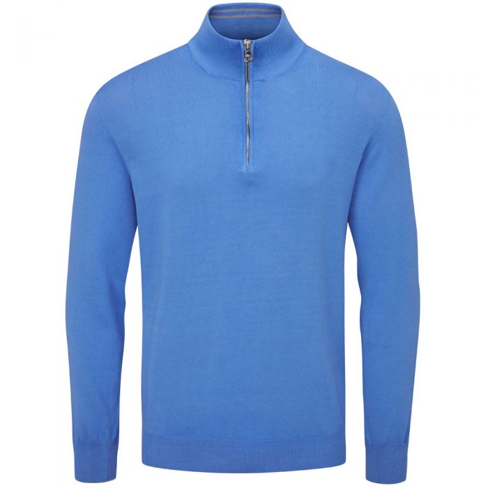 Oscar Jacobson Waldorf 1/2 Zip Pullover - Mid Blue