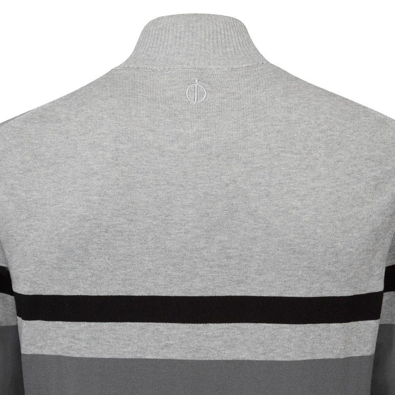 Oscar Jacobson Windsor Pin Knit 1/2 Zip Sweater - Pewter/Light Grey