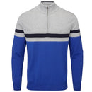 Oscar Jacobson Windsor Pin Knit 1/2 Zip Sweater - Royal Blue/Light Grey