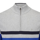 Oscar Jacobson Windsor Pin Knit 1/2 Zip Sweater - Royal Blue/Light Grey