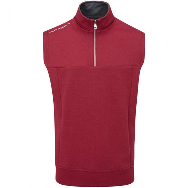 Oscar Jacobson Hawkes 1/4 Zip Sleeveless Pullover - Dark Red