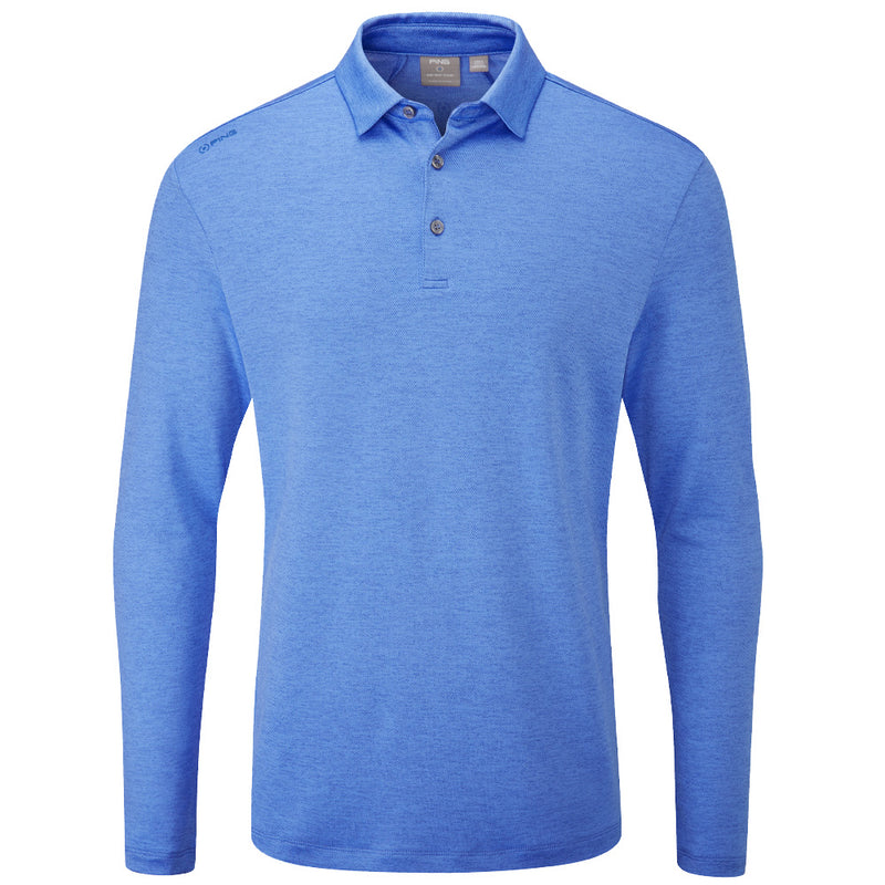 Ping Angus Long Sleeved Polo Shirt - French Blue Multi