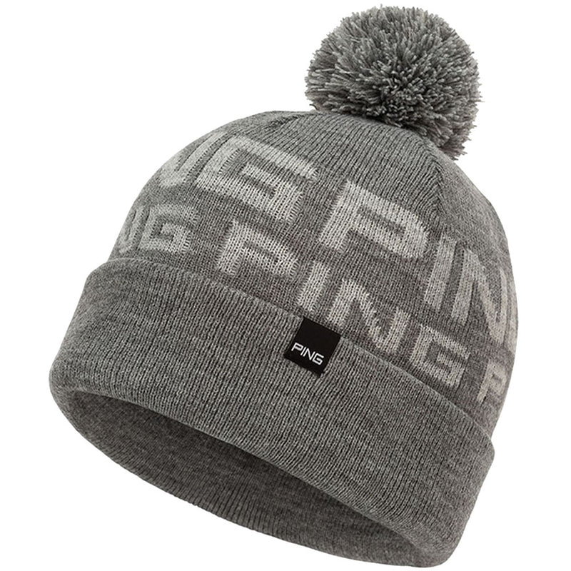 Ping Logo Bobble Beanie - Grey Marl/Silver