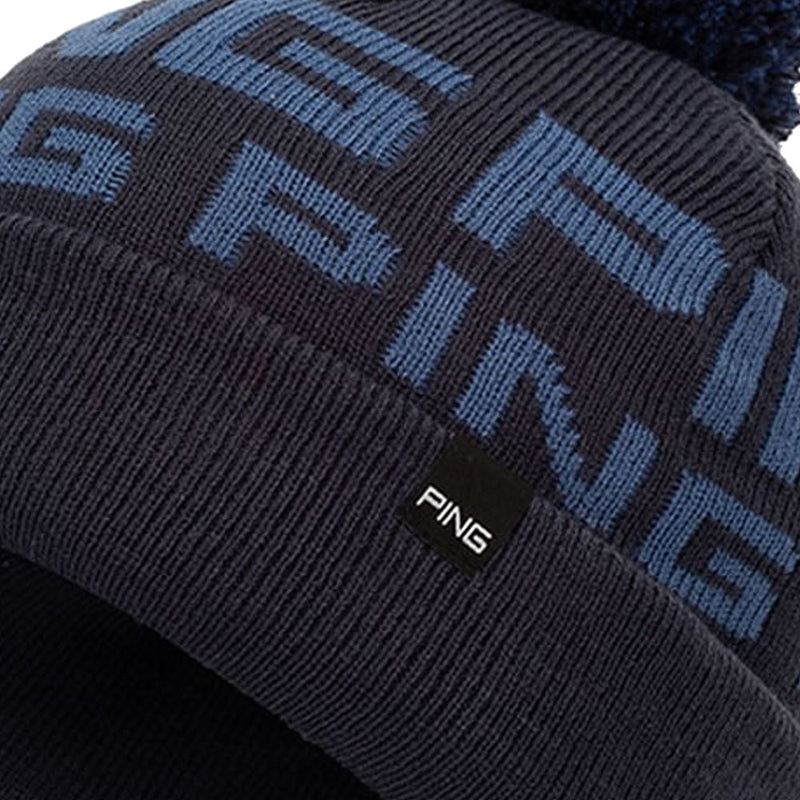 Ping Logo Bobble Beanie - Navy/Blue