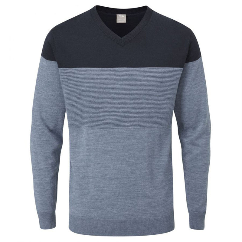 Ping Lucas V-Neck Sweater - Greystone Marl/Navy