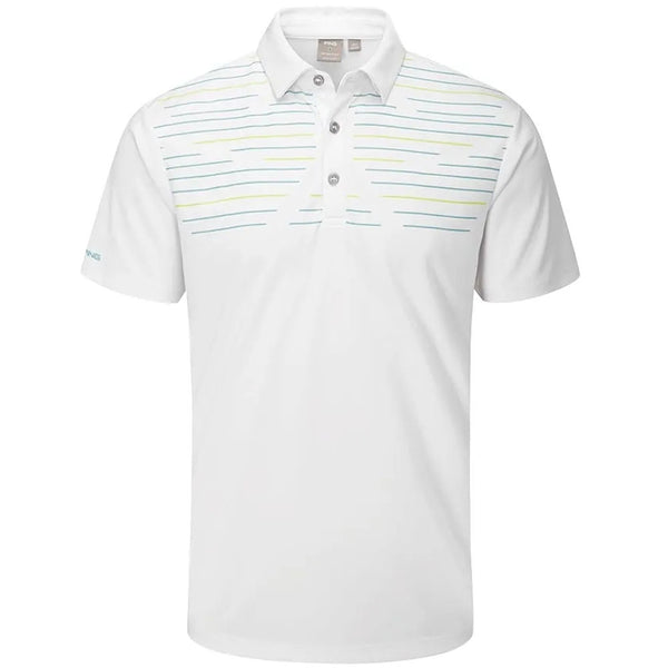 Ping Portman Polo Shirt - White/Blue Nile