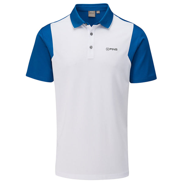 Ping Vista Polo Shirt - White/Snorkle Blue