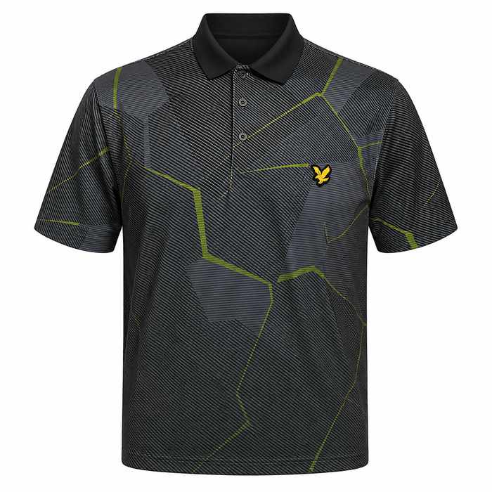 Lyle & Scott Golf Geometric Print Polo Shirt - Jet Black