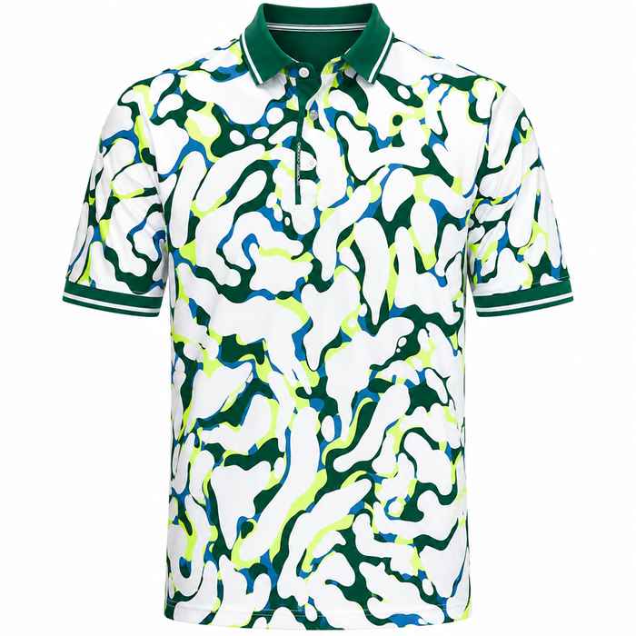Under Armour ArmourDry Print Rib Polo Shirt - White/Campus Ivy/Campus Ivy