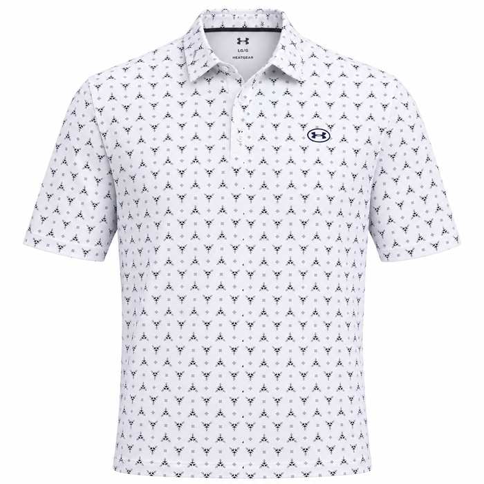 Under Armour Drive Chill Printed Polo Shirt - White/Midnight Navy/Midnight Navy
